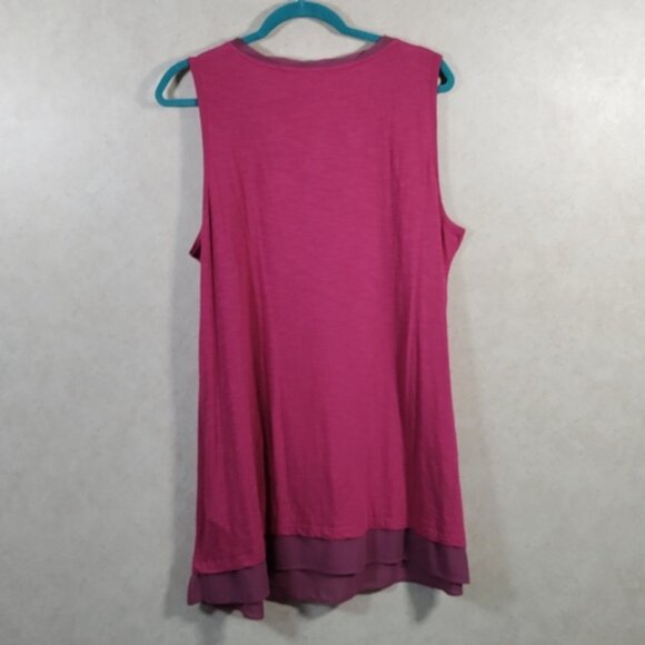 05174 LOGO by Lori Goldstein raspberry pink sleeveless knit top - Picture 8 of 13